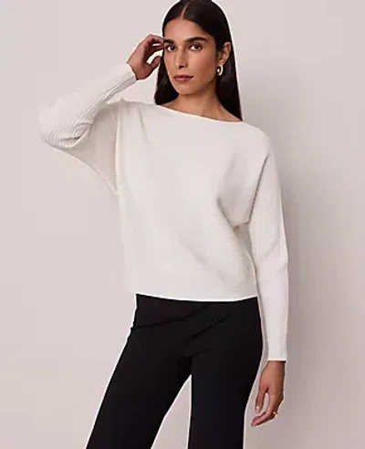 Ann Taylor Ribbed Boatneck Sweater In White
