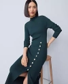 Ann Taylor Ribbed Button Sweater Dress In Green