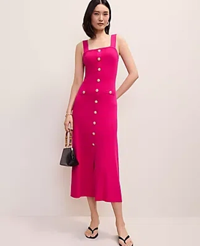 Ann Taylor Ribbed Button Sweater Dress In Pink