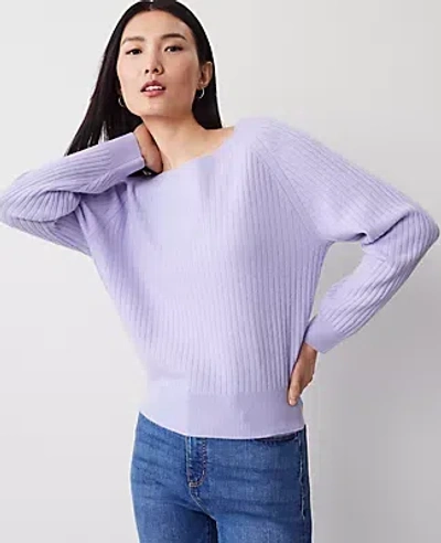 Ann Taylor Ribbed Cashmere Sweater In Lilac Bud