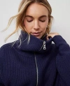 Ann Taylor Ribbed Half Zip Sweater In Pure Sapphire