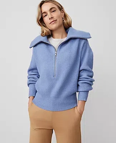 Ann Taylor Ribbed Half Zip Sweater In Whimsical Peri