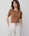 Ann Taylor Ribbed Henley Top In French Toast