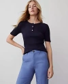Ann Taylor Ribbed Henley Top In Night Sky