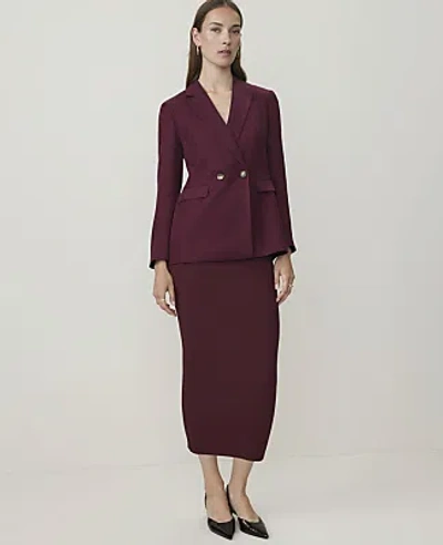 Ann Taylor Ribbed Midi Sweater Skirt In Purest Plum