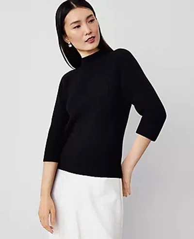 Ann Taylor Ribbed Mock Neck Sweater In Black