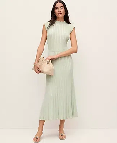 Ann Taylor Ribbed Mock Neck Sweater Dress In Green