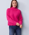 Ann Taylor Ribbed Mock Neck Sweater In Pink