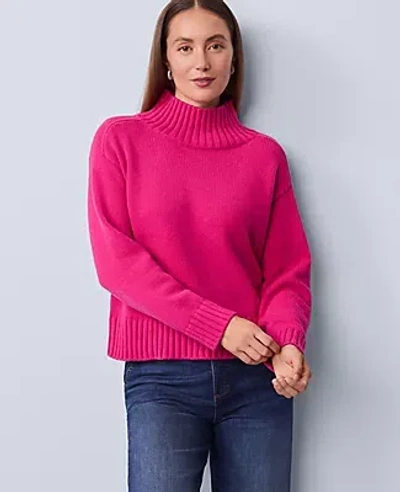 Ann Taylor Ribbed Mock Neck Sweater In Pink