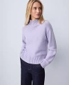 Ann Taylor Ribbed Mock Neck Sweater In Purple