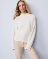 Ann Taylor Ribbed Mock Neck Sweater In White