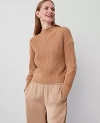 Ann Taylor Ribbed Mock Neck Wedge Sweater In Perfect Camel