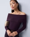 Ann Taylor Ribbed Off-the-shoulder Sweater In Purple