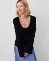 Ann Taylor Ribbed Scoop Neck Sweater In Black