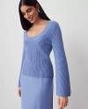 Ann Taylor Ribbed Scoop Neck Sweater In Colony Blue