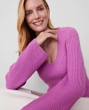 Ann Taylor Ribbed Scoop Neck Sweater In Orchid Glow