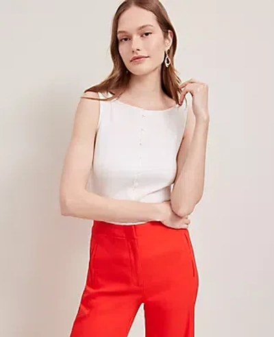 ANN TAYLOR RIBBED SLEEVELESS BUTTON TOP