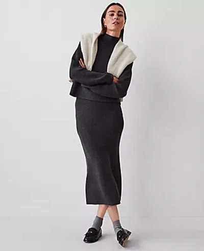 Ann Taylor Ribbed Sweater Skirt In Heathered Onyx