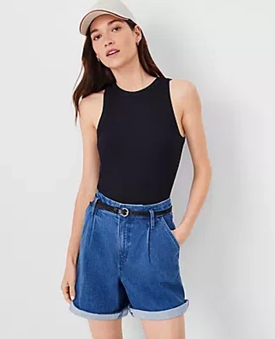 Ann Taylor Ribbed Tank Top In Black