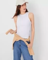 Ann Taylor Petite Ribbed Tank Top In White