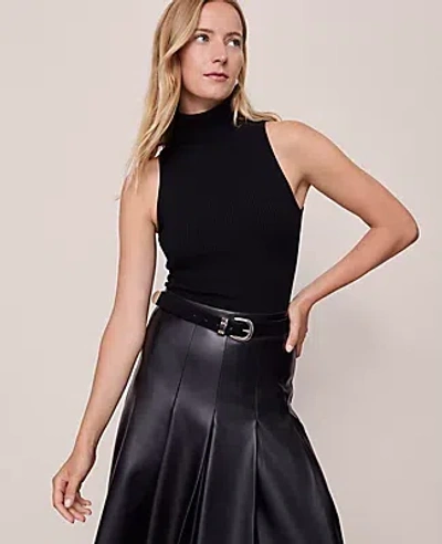 Ann Taylor Ribbed Turtleneck Shell Top In Black