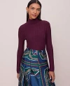 Ann Taylor Ribbed Turtleneck Sweater In Purple
