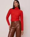 Ann Taylor Ribbed Turtleneck Sweater In Red