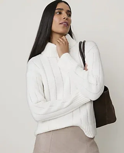 Ann Taylor Ribbed Turtleneck Sweater In Winter White