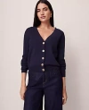 Ann Taylor Ribbed Wedge Cardigan In Black
