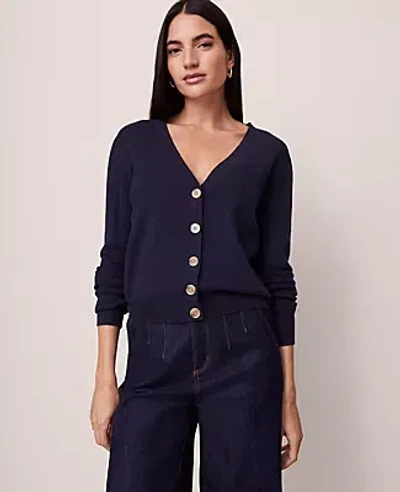 Ann Taylor Ribbed Wedge Cardigan In Black