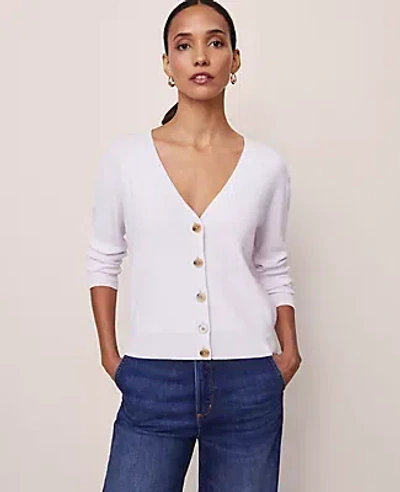 Ann Taylor Ribbed Wedge Cardigan In Purple