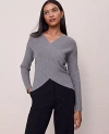 Ann Taylor Ribbed Wrap Sweater In Gray