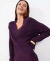 Ann Taylor Ribbed Wrap Sweater In Purple Moon