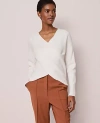 Ann Taylor Ribbed Wrap Sweater In White