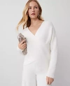 Ann Taylor Ribbed Wrap Sweater In Winter White