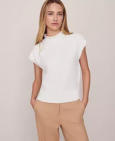 Ann Taylor Roll Neck Sweater Vest In White