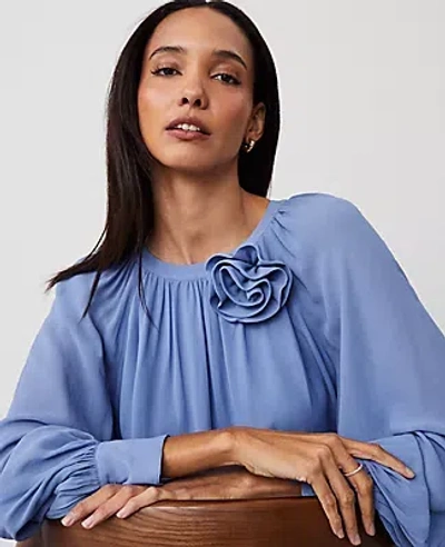 Ann Taylor Rosette Raglan Top In Colony Blue