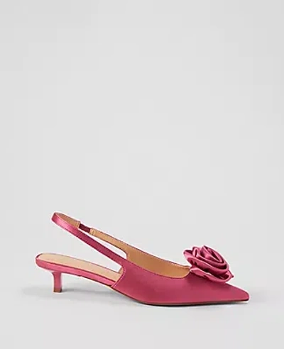Ann Taylor Rosette Satin Slingback Pump In Foxglove