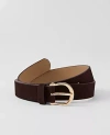 Ann Taylor Round Buckle Suede Belt In Brown
