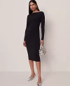Ann Taylor Ruched Knit Midi Dress In Black