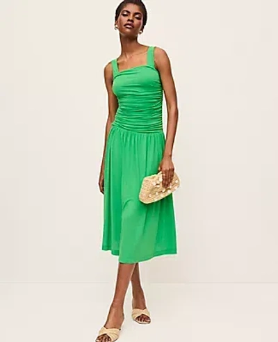 Ann Taylor Ruched Midi Dress In Green
