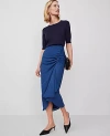 Ann Taylor Ruched Midi Skirt In Calm Shores