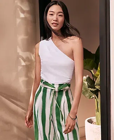 Ann Taylor Ruched One-shoulder Top In White