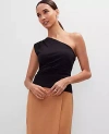 Ann Taylor Ruched One Shoulder Top In Black