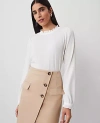 Ann Taylor Ruffle Blouson Sleeve Popover Top In Winter White