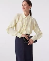 Ann Taylor Ruffle Button Down Shirt In Orange