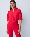 Ann Taylor Ruffle Collar Blouse In Red