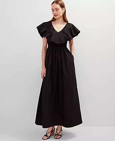 Ann Taylor Ruffle Collar Maxi Flare Dress
