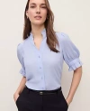 Ann Taylor Ruffle Collar Shirt In Blue