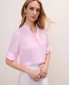 Ann Taylor Ruffle Collar Shirt In Pink
